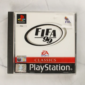A FIFA 99 Classics PlayStation játék elölnézeti képe a műanyag tokban