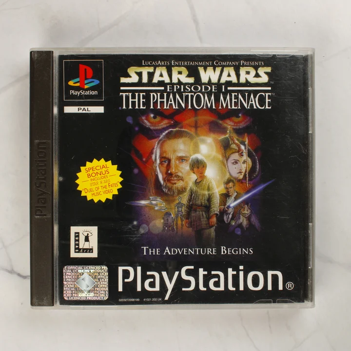Star Wars Episode I The Phantom Menace PS1 játék előlap A Star Wars Episode I: The Phantom Menace PlayStation játék tokjának előlapja