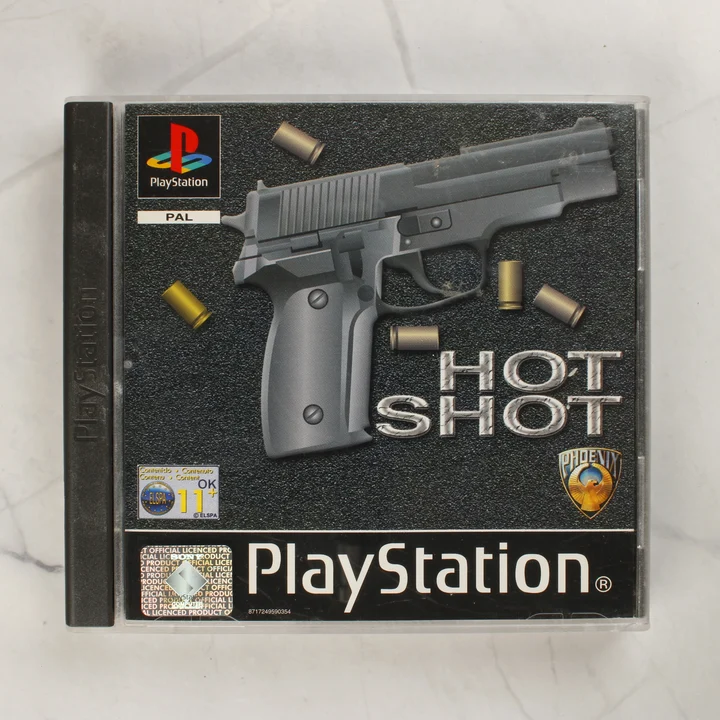 Hot Shot PS1 játék előlap A Hot Shot PlayStation játék elülső borítója a műanyag tokban