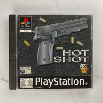 A Hot Shot PlayStation játék elülső borítója a műanyag tokban