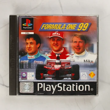 Formula One 99 PlayStation játék tokban, elölnézetből