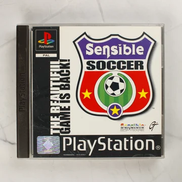 A Sensible Soccer PlayStation játék elülső borítója a műanyag tokban