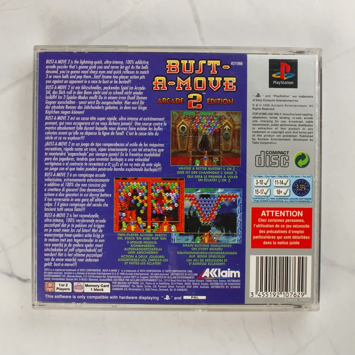 Bust-A-Move 2 Arcade Edition PlayStation 1 játék tok hátnézetből