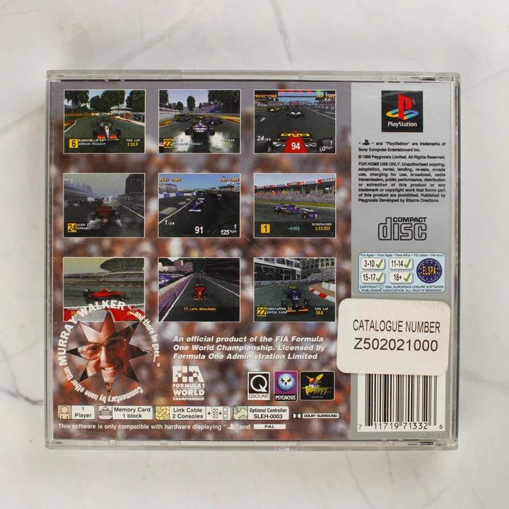 A Formula 1 PlayStation Platinum kiadásának hátlapja a tokon lévő matricával