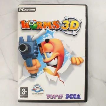 A Worms 3D PC-s videójáték tokjának előlapja a színes borítóval