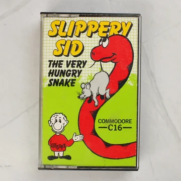 A Slippery Sid Commodore C16 játék színes borítója a műanyag tokban