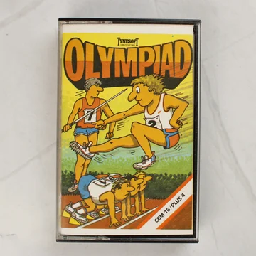Az Olympiad videójáték előlapja a színes illusztrációval és a CBM 16/PLUS 4 felirattal