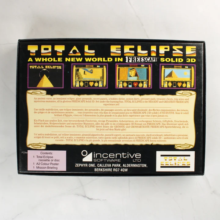 Total Eclipse játékdoboz hátoldala leírásokkal