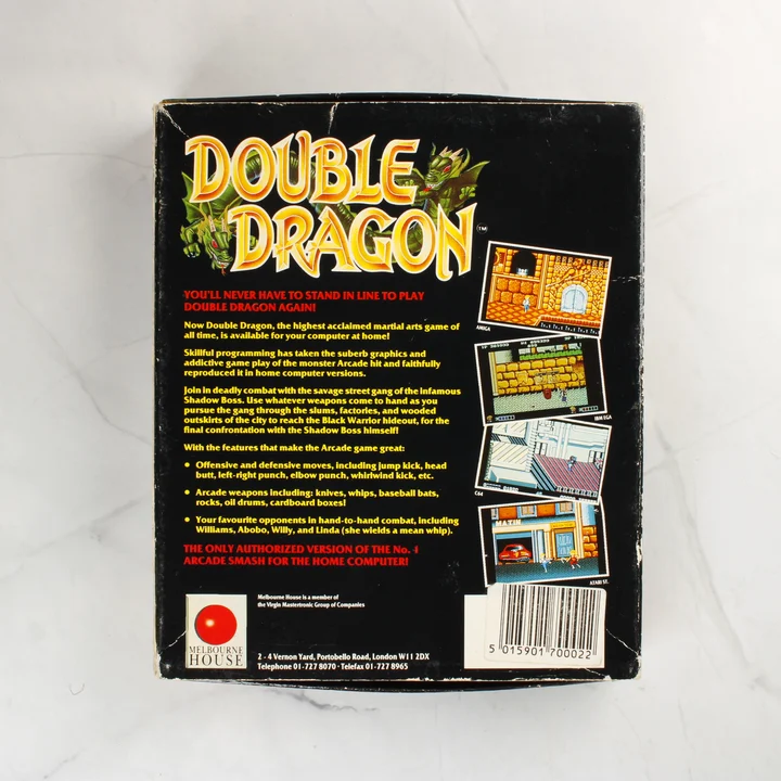 Double Dragon ZX Spectrum játék dobozának hátoldala