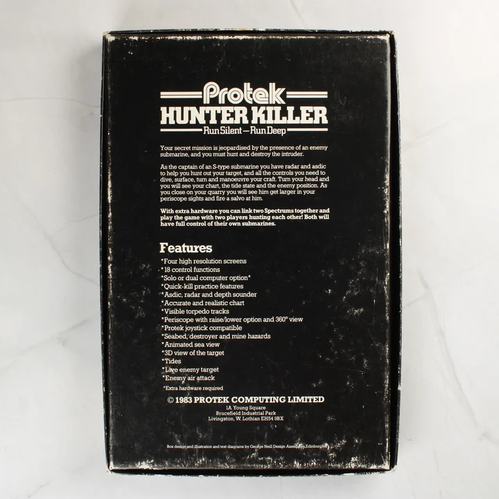 A Hunter Killer videójáték dobozának hátoldala a leírással