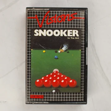 A Visions Snooker videójáték elölnézeti képe az eredeti műanyag tokban, színes borítóval