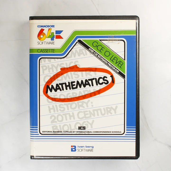 Mathematics 1 C64 borító Mathematics 1 Commodore 64 szoftver tokjának előlapja