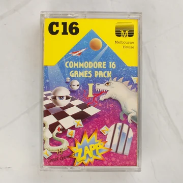A Commodore 16 Games Pack I játékgyűjtemény előlapja a műanyag tokban