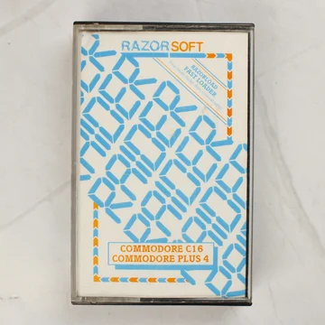 Razorsoft Raider videójáték tokja elölről, Commodore C16 és Plus 4 felirattal