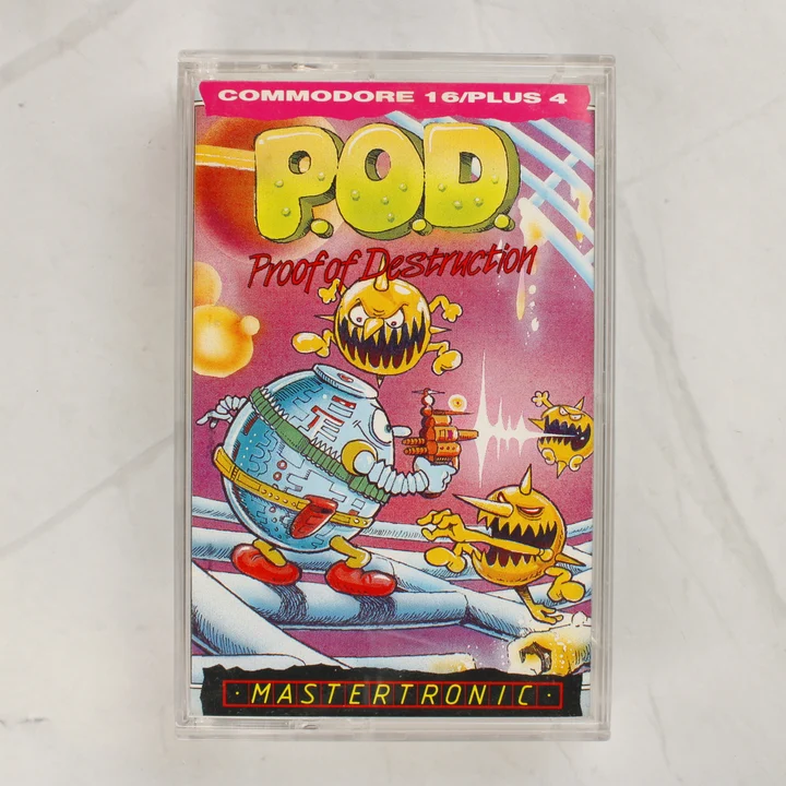 P.O.D. Proof of Destruction Commodore 16 és Plus 4 játék tokban, elölnézet