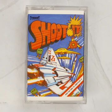 A Shoot-It videójáték tokban lévő kazettájának elölnézete a színes borítóval