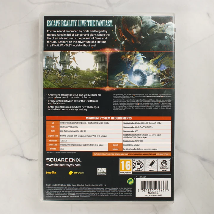Final Fantasy XIV A Realm Reborn PC hátlap Final Fantasy XIV A Realm Reborn PC videójáték hátlapja és gépigénye