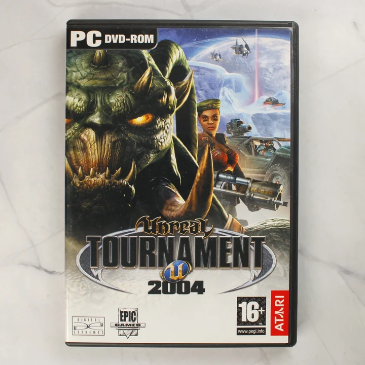 Unreal Tournament 2004 PC tok előlapja Unreal Tournament 2004 PC videójáték előlapi borítója műanyag tokban