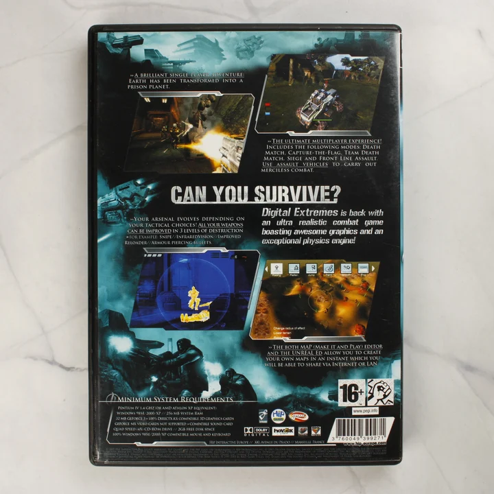 Pariah PC játék hátlapja Pariah PC CD-ROM videójáték tokjának hátoldala a rendszerkövetelményekkel