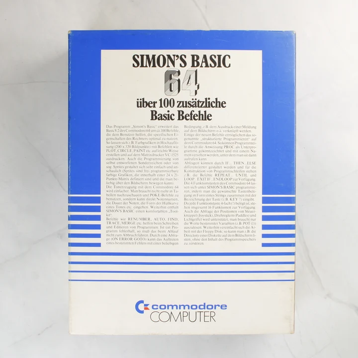 Simon's Basic 64 doboz hátulja