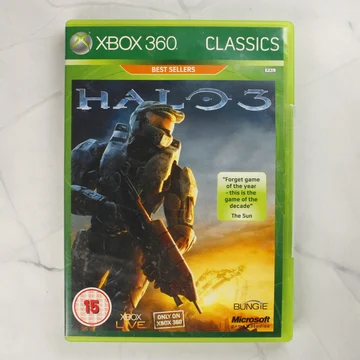 Halo 3 Xbox 360 Classics videójáték előlapi borítója zöld tokban