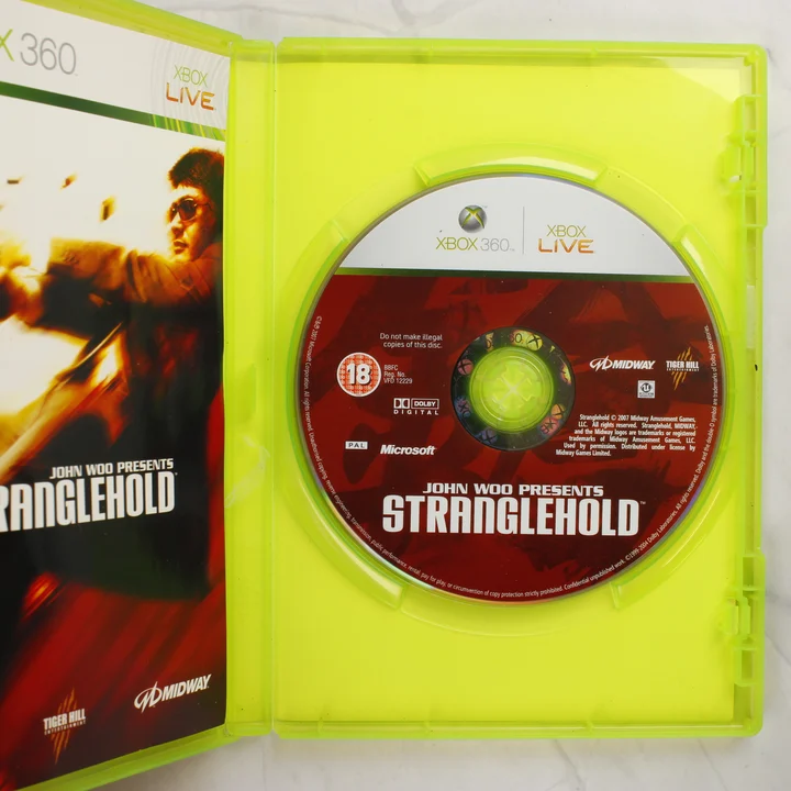 Nyitott Xbox 360 műanyag tok a Stranglehold játéklemezzel