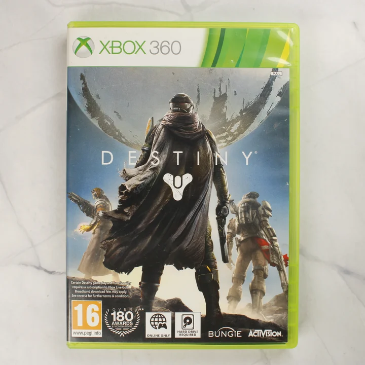 Destiny videójáték Xbox 360 kiadásának előlapi borítója zöld műanyag tokban