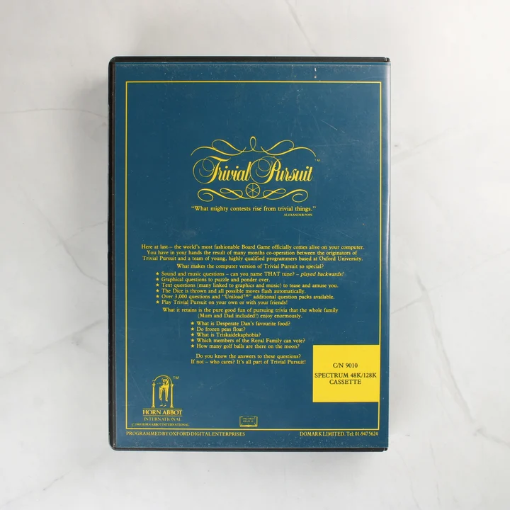 Trivial Pursuit Spectrum-Genus Edition videójáték tokjának hátlapja