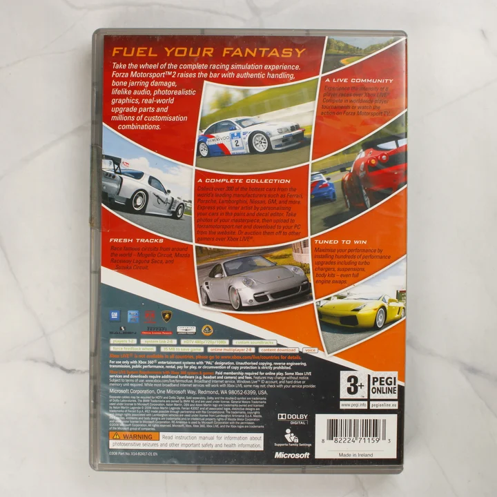 Forza Motorsport 2 Xbox 360 Classics videójáték tokja hátulról