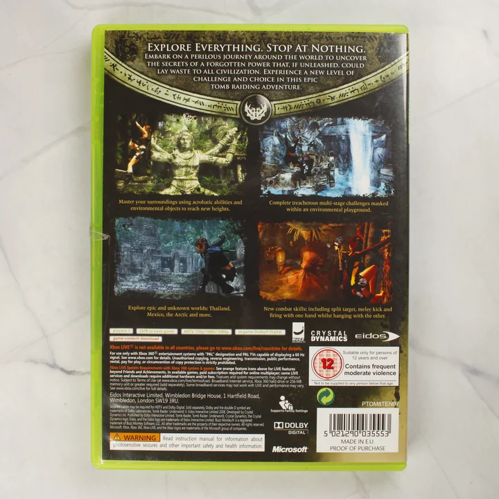 Tomb Raider: Underworld Xbox 360 videójáték hátlapja részletekkel