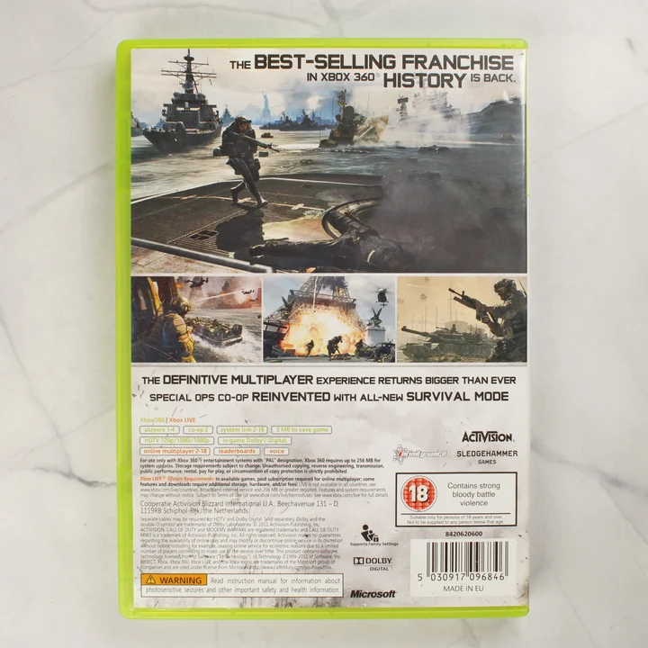Call of Duty Modern Warfare 3 Xbox 360 videójáték tokja hátulról