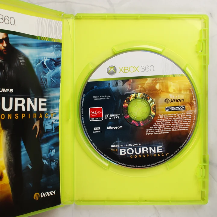 Robert Ludlum's The Bourne Conspiracy Xbox 360 nyitott tok a játéklemezzel