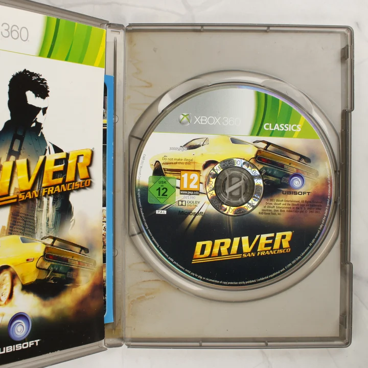 Driver: San Francisco Xbox 360 játéklemez a nyitott tokban