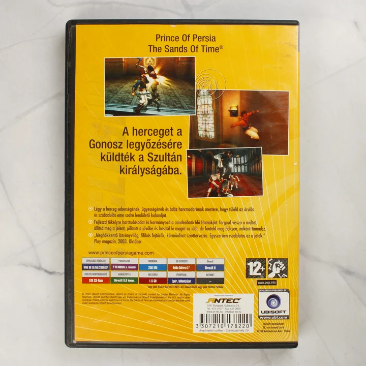 Prince of Persia The Sands of Time PC videójáték hátsó borítója leírással és gépigénnyel
