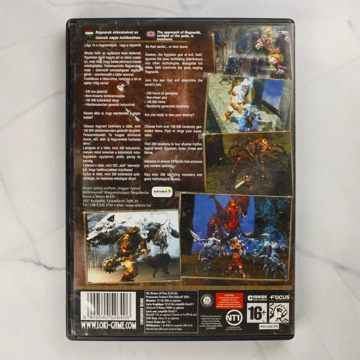 A Loki PC videójáték műanyag tokjának hátlapja magyar leírással