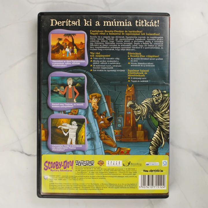 Scooby-Doo! Ötödik akta - Szfinx-csíny PC videójáték hátlapja a rendszerkövetelményekkel