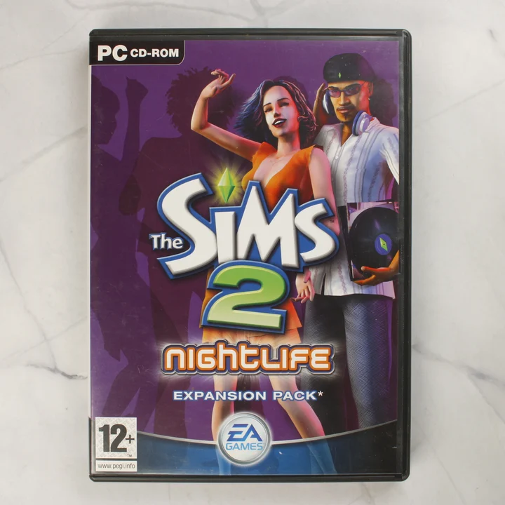The Sims 2 Nightlife PC CD-ROM kiegészítő csomag dobozának előlapja