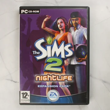 The Sims 2 Nightlife PC CD-ROM kiegészítő csomag dobozának előlapja
