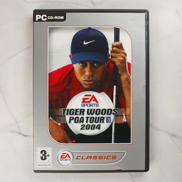 Tiger Woods PGA Tour 2004 PC-CD-ROM videójáték elülső borítója műanyag tokban