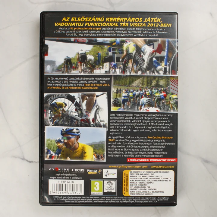 Pro Cycling Manager Season 2012 PC tok hátlap Pro Cycling Manager Season 2012 PC videójáték tokjának hátlapja magyar leírással