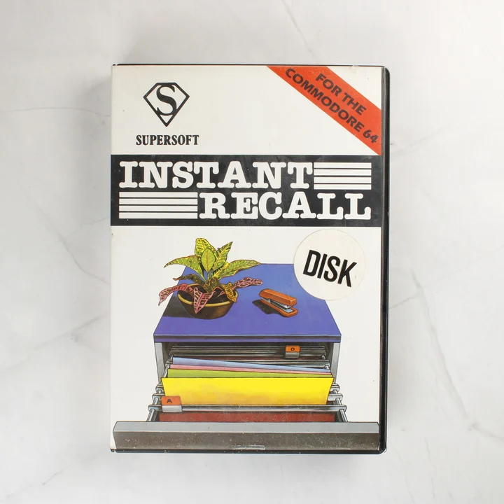 Instant Recall Commodore 64 szoftver doboz Az Instant Recall szoftver dobozának előlapja Commodore 64-hez