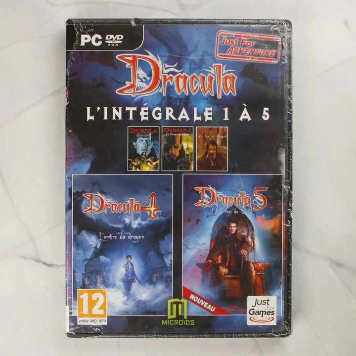Dracula L'Intégrale 1 à 5 PC videójáték előlapja Dracula L'Intégrale 1 à 5 PC DVD-ROM videójáték bontatlan tokjának előlapja