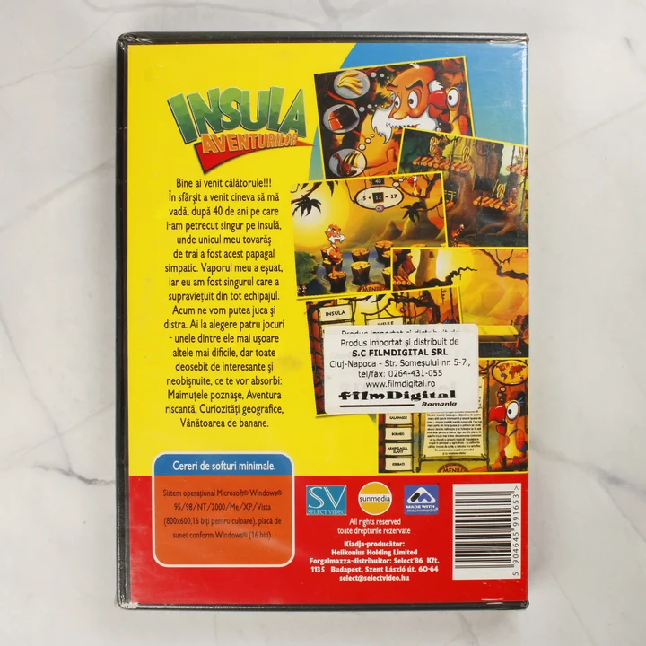 Insula Aventurilor PC videójáték hátoldala Insula Aventurilor PC videójáték tokjának hátoldala leírással és vonalkóddal