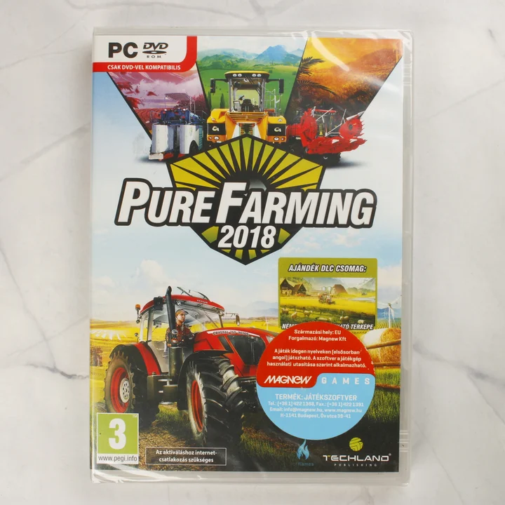 Pure Farming 2018 PC játék előlap Pure Farming 2018 PC videójáték bontatlan műanyag tokban elölről