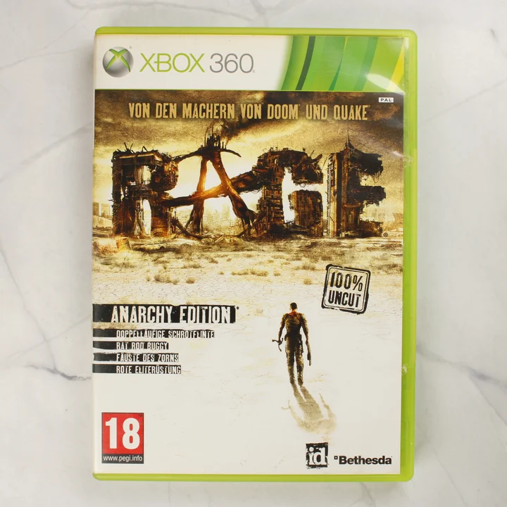 RAGE Anarchy Edition Xbox 360 videójáték zöld műanyag tokban elölről