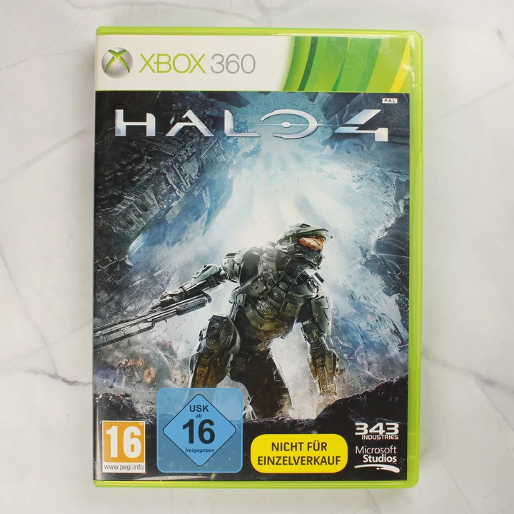 Halo 4 Xbox 360 előlap Halo 4 Xbox 360 videójáték előlapi borítója zöld műanyag tokban