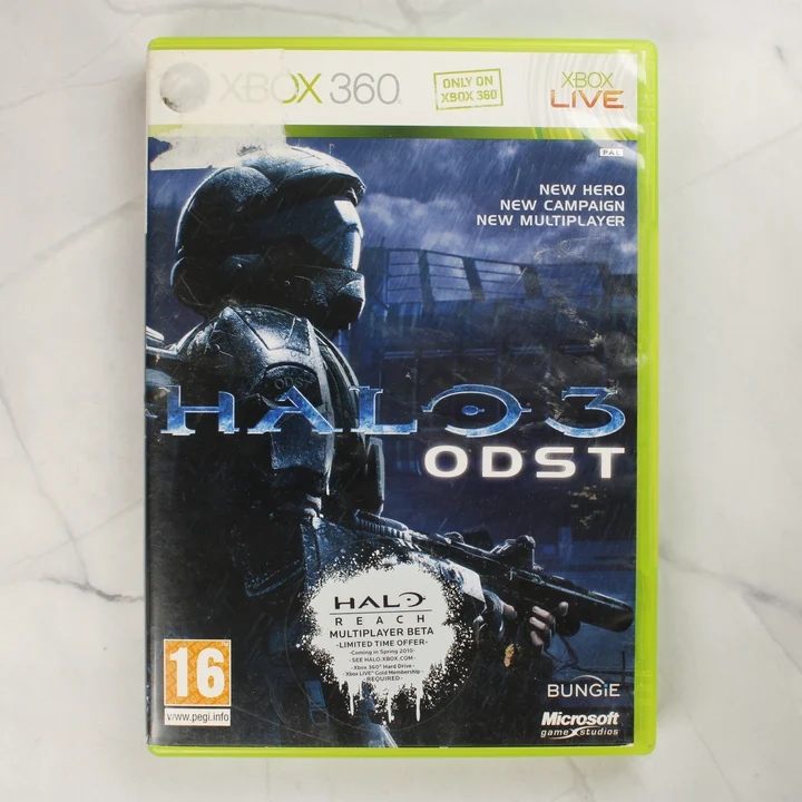 Halo 3: ODST Xbox 360 tok előlapja Halo 3: ODST Xbox 360 videójáték tokja szemből