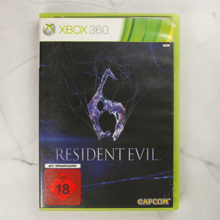 Resident Evil 6 Xbox 360 játék előlapja Resident Evil 6 videójáték Xbox 360 műanyag tokos kiadás előlapja