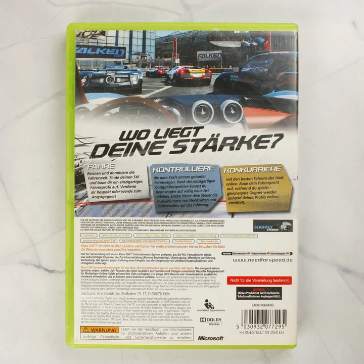 Need for Speed Shift Xbox 360 hátlap Need for Speed Shift Xbox 360 videójáték tokjának hátoldala