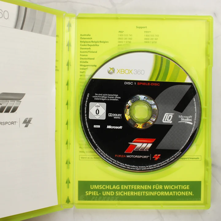Forza Motorsport 4 Xbox 360 nyitott tok lemezzel Forza Motorsport 4 Xbox 360 nyitott tok játéklemezzel és kézikönyvvel